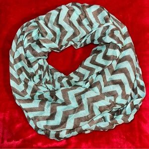 Chevron Light Blue and Brown Scarf